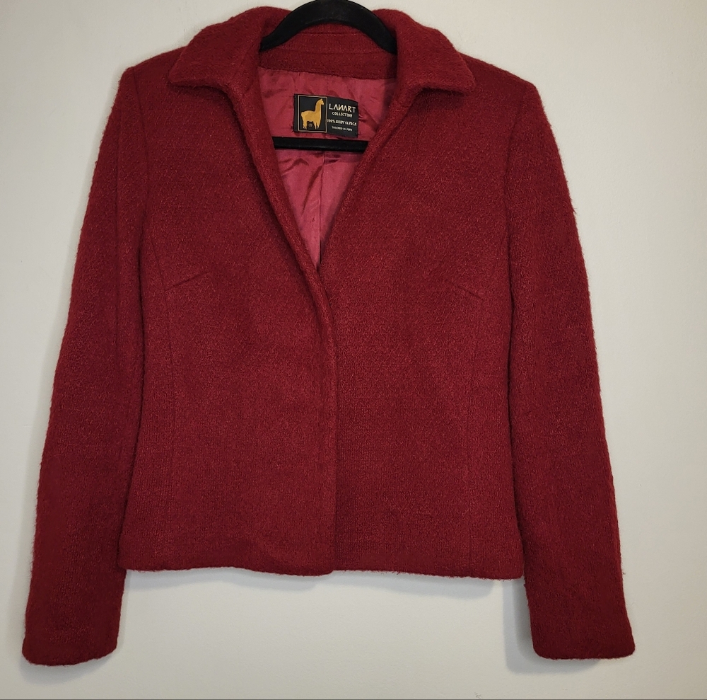 LANART Baby Alpaca Jacket Snap Long Sleeve Lined Soft Women's Appr. Size M*